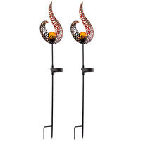 2X LED AUSSENLEUCHTE Schwarz Gold Flammenoptik - Schwarz, Glas (16.5/6.5/90cm) - Globo Lighting