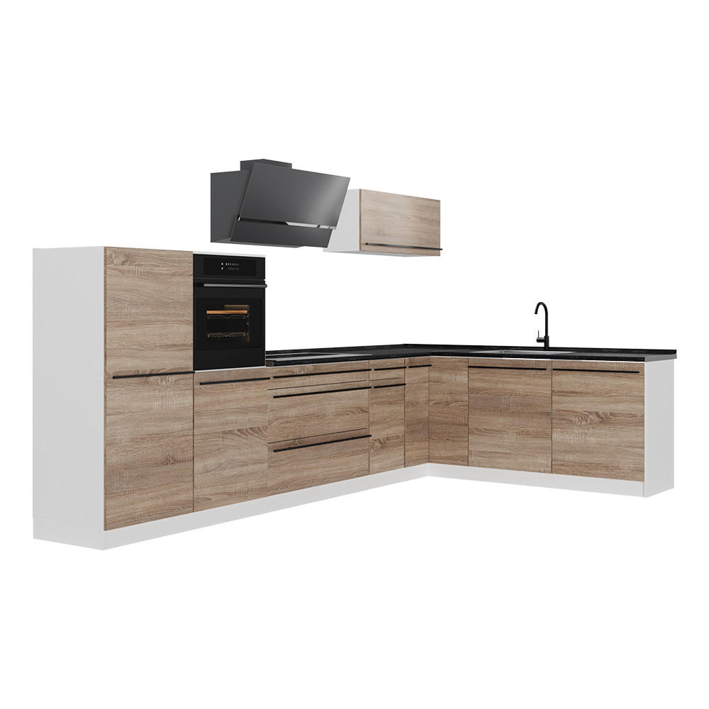 Vicco Eckküche Sonoma Eiche, Weiß 347x143x60 cm