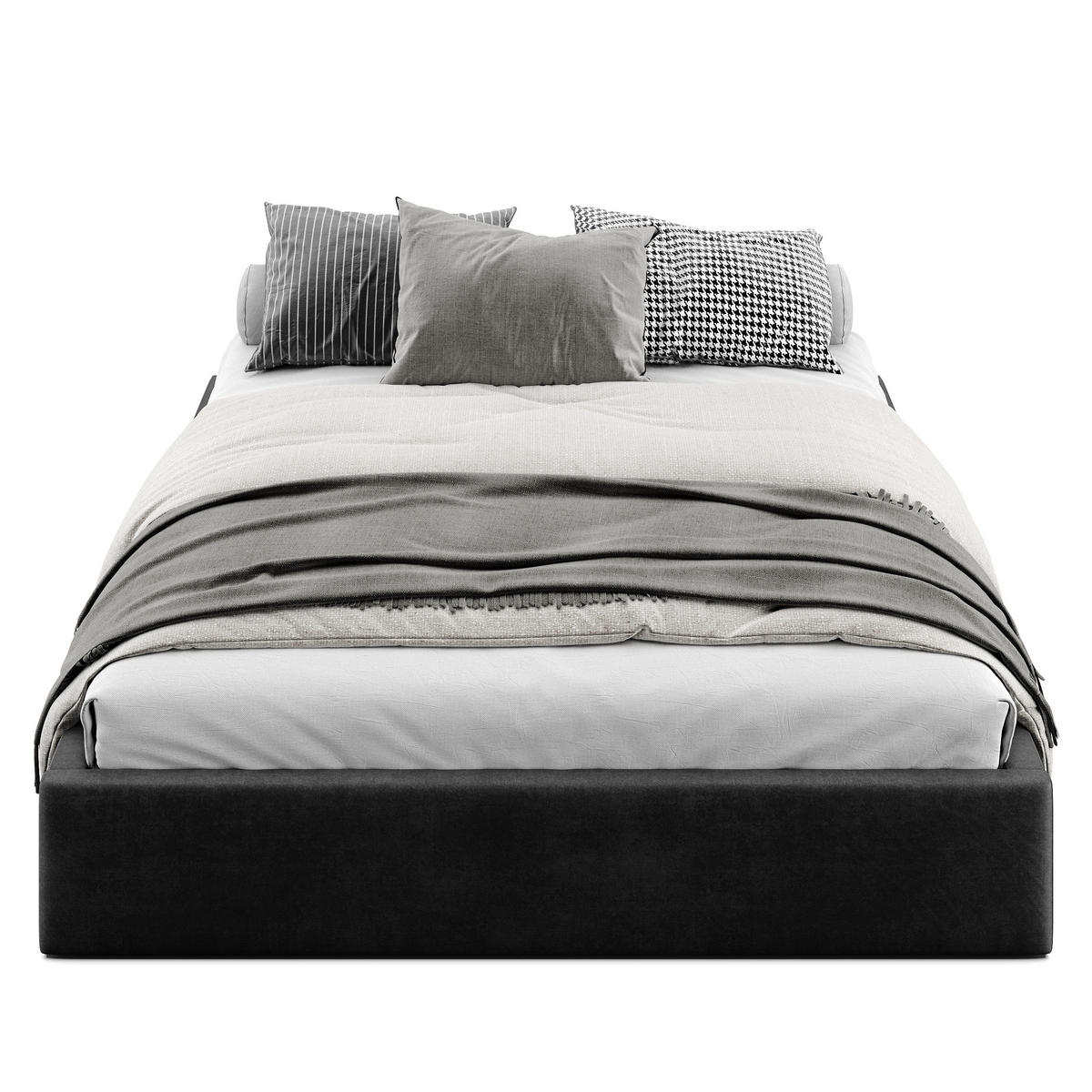 POLSTERBETT 160x200cm Bett mit Stauraum Lattenrost Schwarz - Schwarz, Holz/Holzwerkstoff (160/200cm) - Muralo