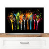 SPRITZSCHUTZ KÜCHE Löffel - Gewürze - Modern - Graffiti - Farbe - Farbenfroh 80x55 cm - Multicolor, Metall (80/0.3/55cm) - MuchoWow