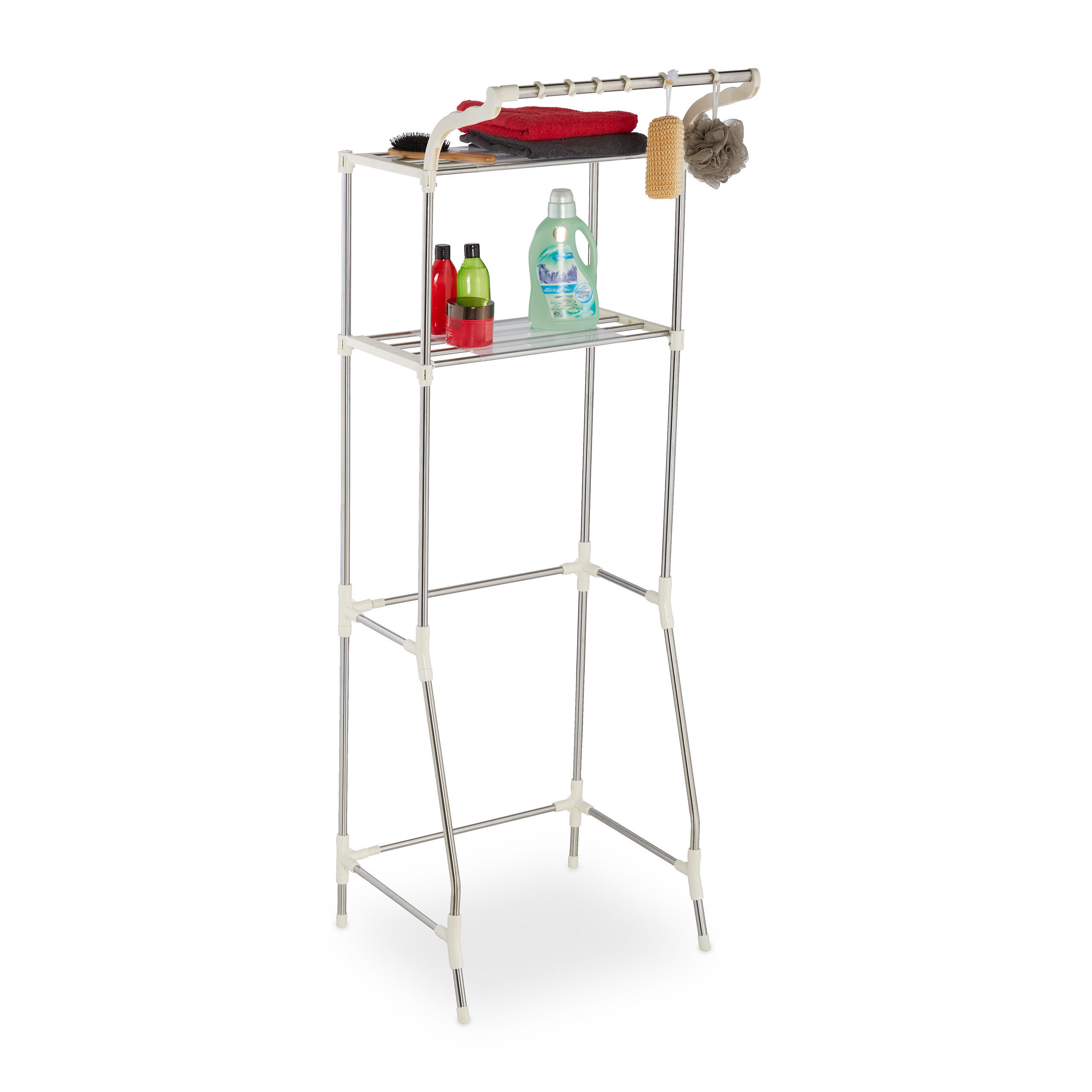 POLICA na pračku - strieborná, kov/plast (100/179/50cm) - Relaxdays