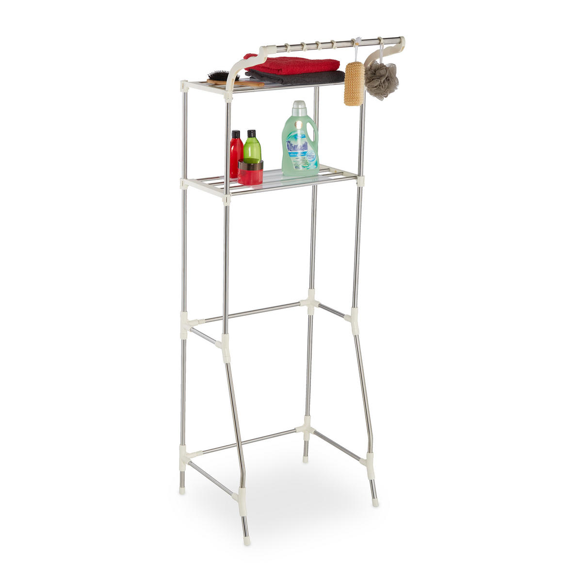 POLICA na pračku - strieborná, kov/plast (100/179/50cm) - Relaxdays