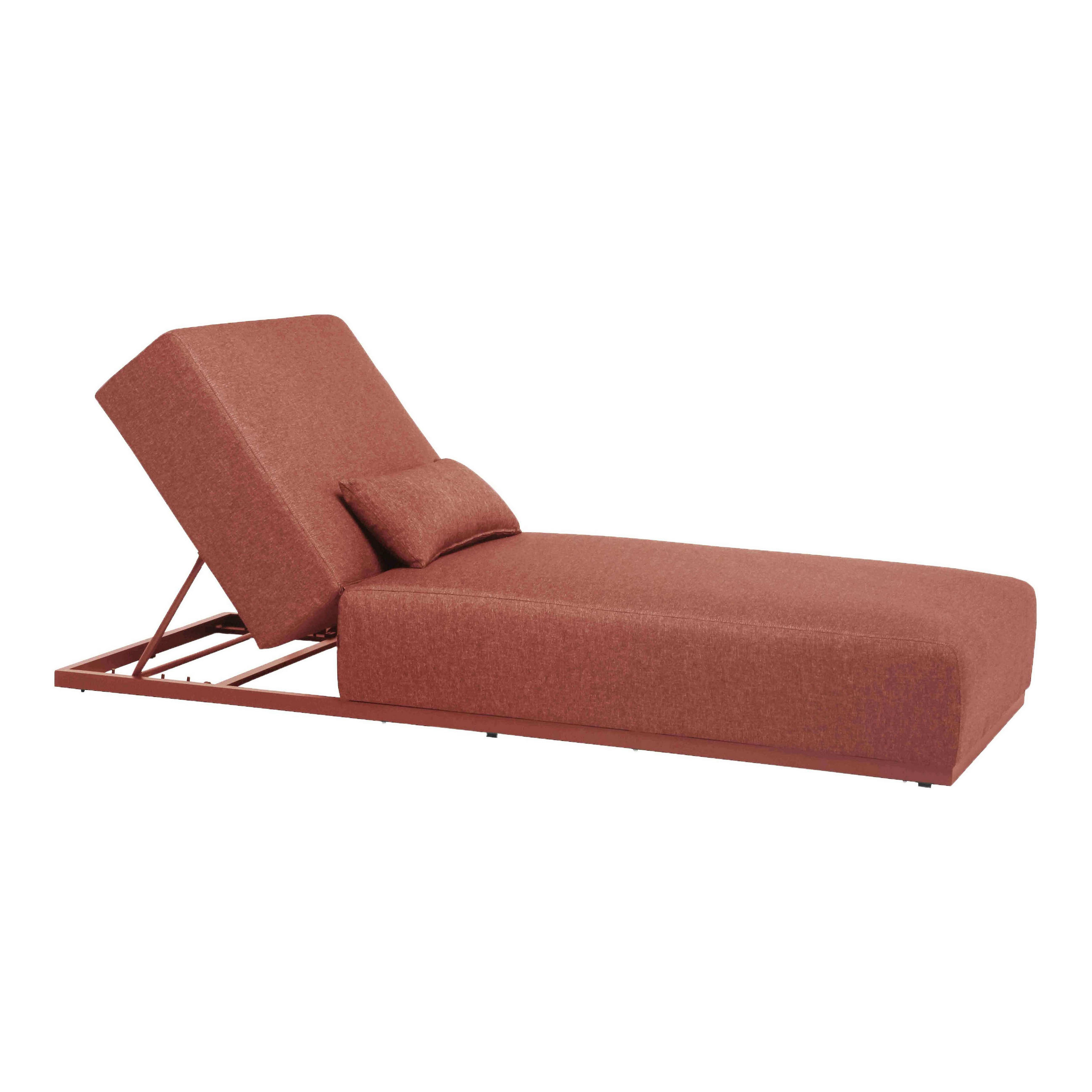 SONNENLIEGE, Terrakotta - Pink, Metall (90/80/213cm) - Oviala