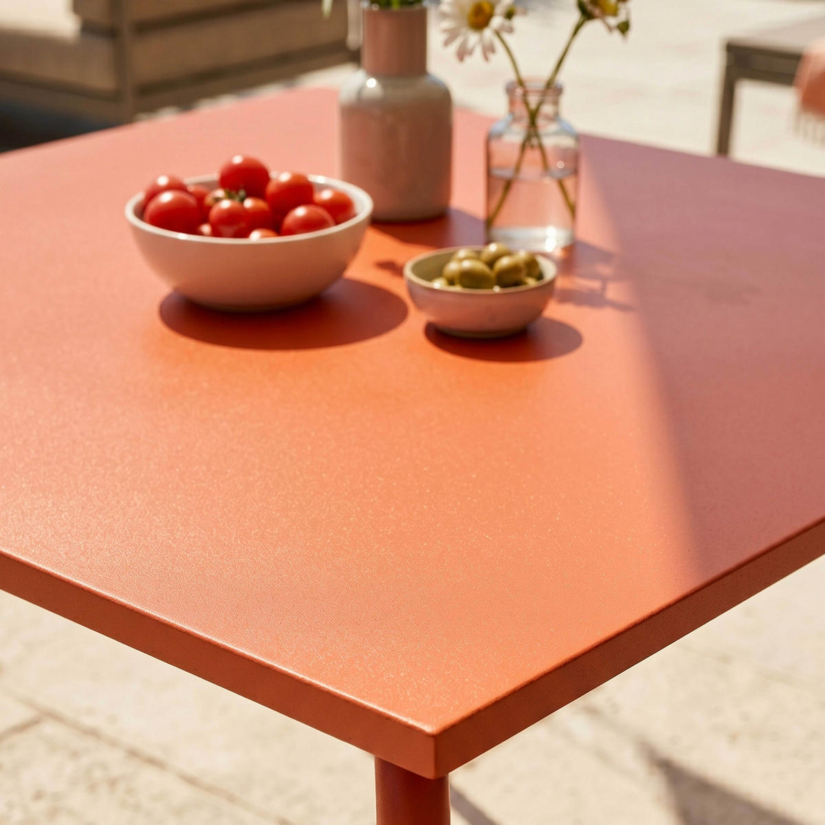 GARTENTISCH , Orangefarben - Orange, Metall (120/120/72cm) - Oviala