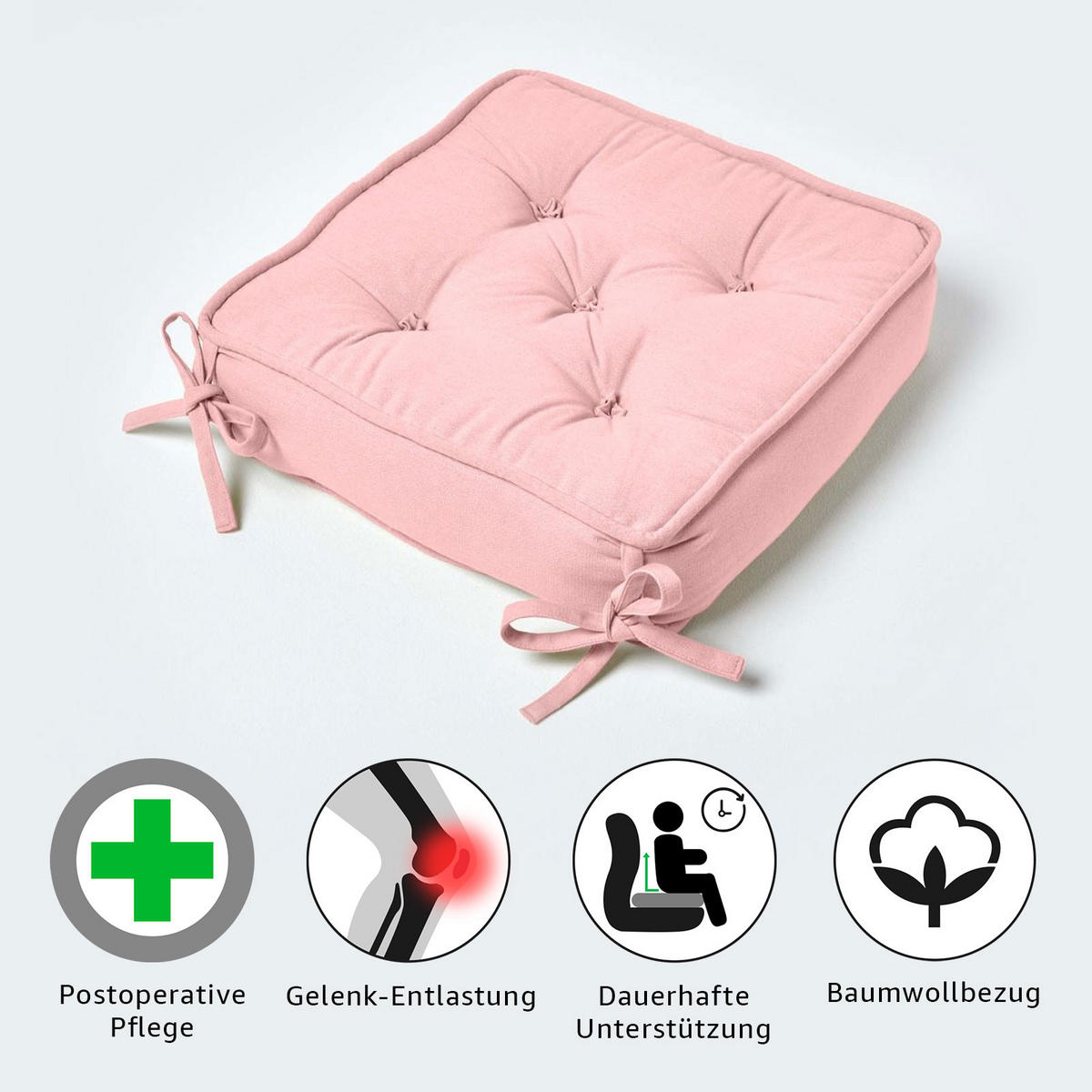 SITZKISSEN rosa 40/40/10 cm – Stuhlkissen Baumwolle - Rosa, Textil (40/40/10cm) - Homescapes