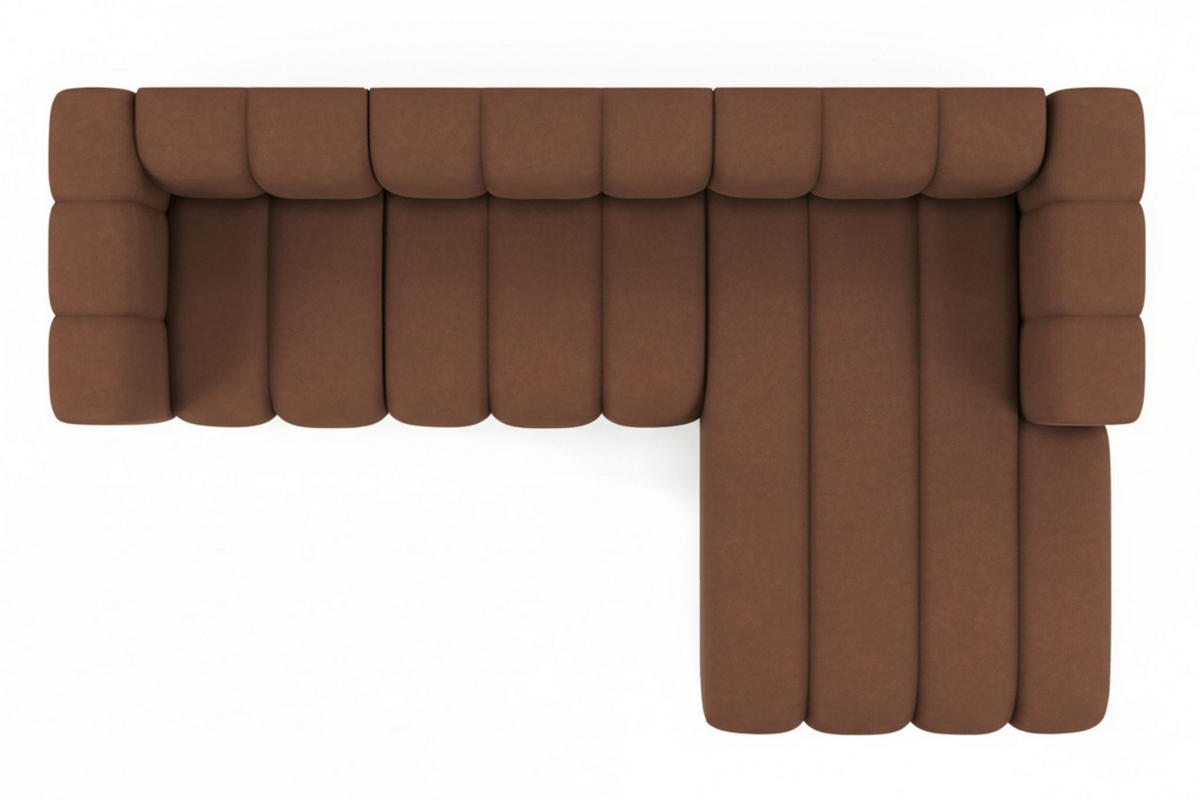 ECKSOFA L-Form Grand L 287 cm, Veloursstoff Salvador, Dunkelbraun, Rechts - Dunkelbraun, Holz (287/179cm) - Kaiser Möbel