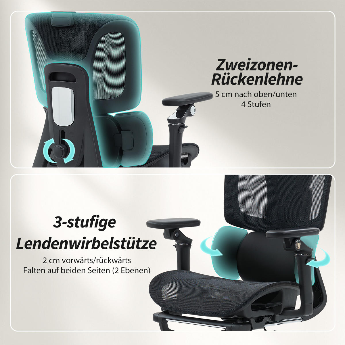 KANCELÁŘSKÁ ŽIDLE Ergonomická kancelářská židle s nastavitelnou bederní opěrkou a opěrkou hlavy - černá, kov/textil (67/133/71cm) - HOMCOM