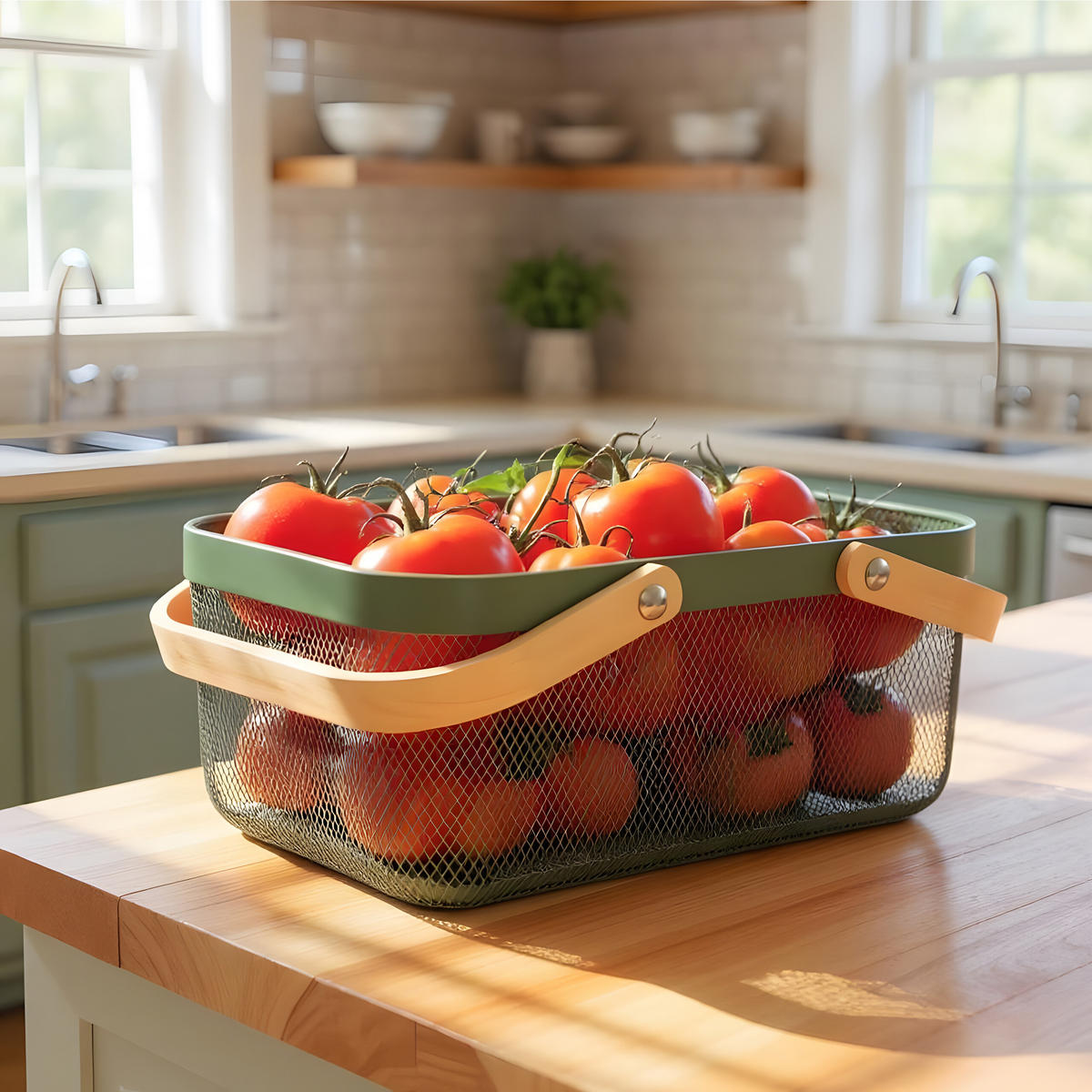 DRAHTKORB - Türkis, Holz/Metall (43/17.5/27cm) - Relaxdays