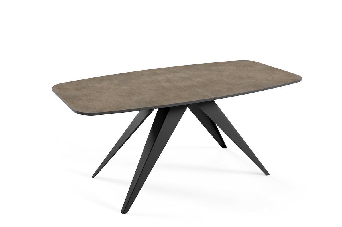 ESSTISCH Ferro Chicago Concrete Dunkelgrau / Schwarz 180/220 / 90 / 76cm - Dunkelgrau/Schwarz, Holz/Holzwerkstoff (180/90/76cm) - Feldmann-Wohnen