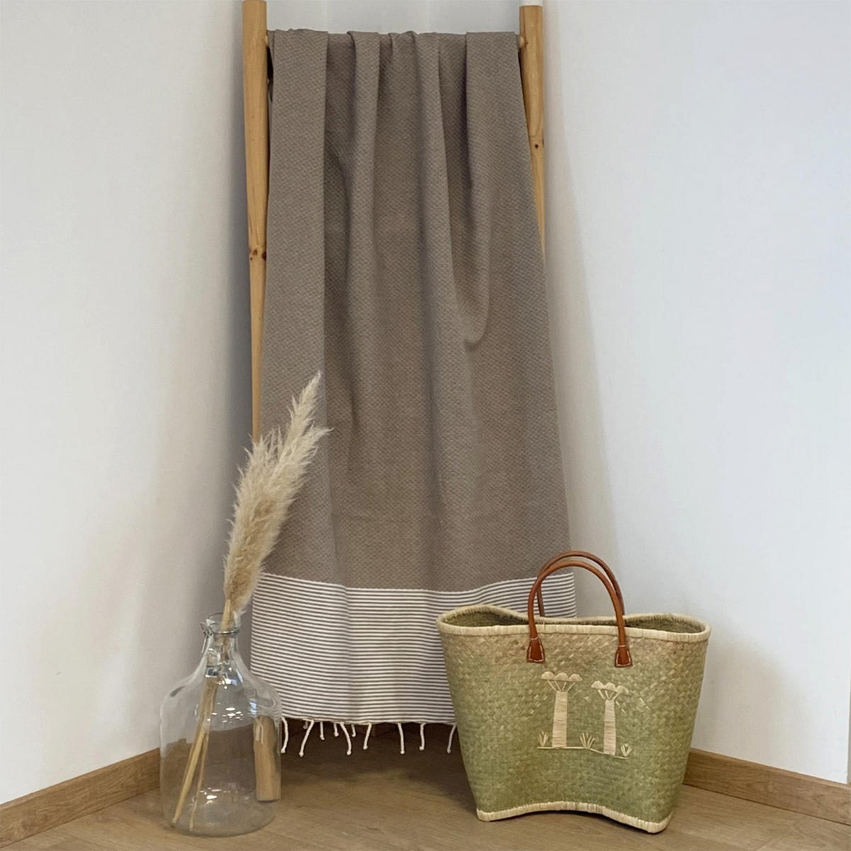 HAMAMTUCH Mikanda Taupe 100x200 190g/m² - Grau, Textil (100/200cm) - LE COMPTOIR DE LA PLAGE