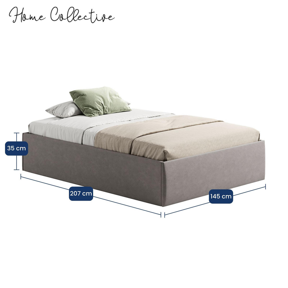 POLSTERBETT mit Stauraum & H2 Matratze 140x200 cm in Grau - Grau, Textil (140/200cm) - Home Collective