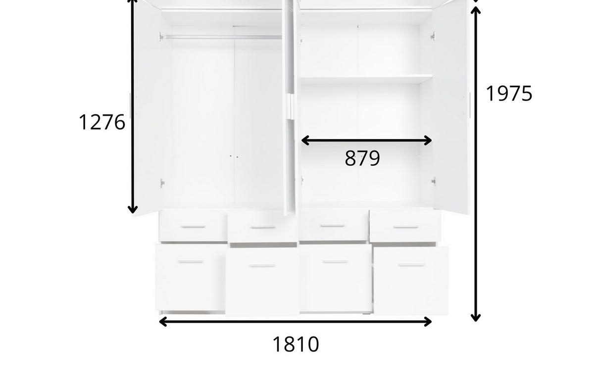 KLEIDERSCHRANK Weiß 181/197/52 - Weiß, Holzwerkstoff (181/197/52cm) - RAUMHIRSCH FURNITURE