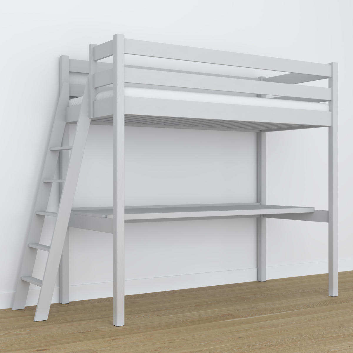 HOCHBETT N02 mit Schreibtisch Grau 90/190 - Grau, Naturmaterialien/Holz (90/190cm) - N-Wood