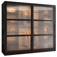SCHWEBETÜRENSCHRANK 200/200/62 2-türig - Schwarz, Holz/Kunststoff (200/200/62cm) - Abiks Möbel
