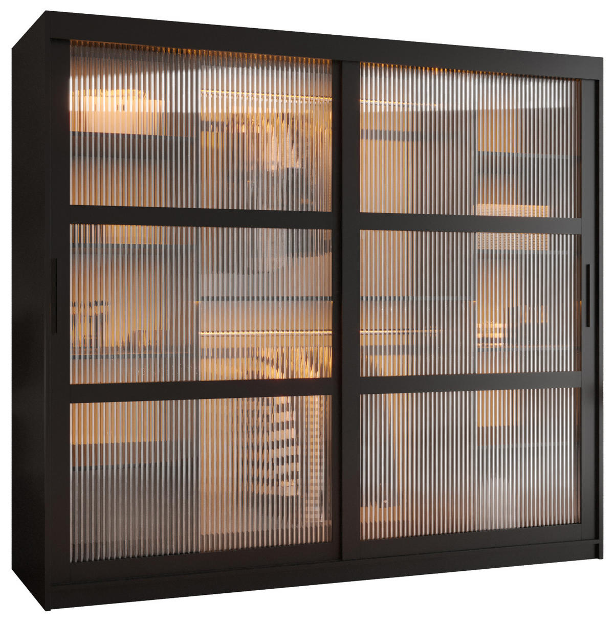 SCHWEBETÜRENSCHRANK 200/200/62 2-türig - Schwarz, Holz/Kunststoff (200/200/62cm) - Abiks Möbel