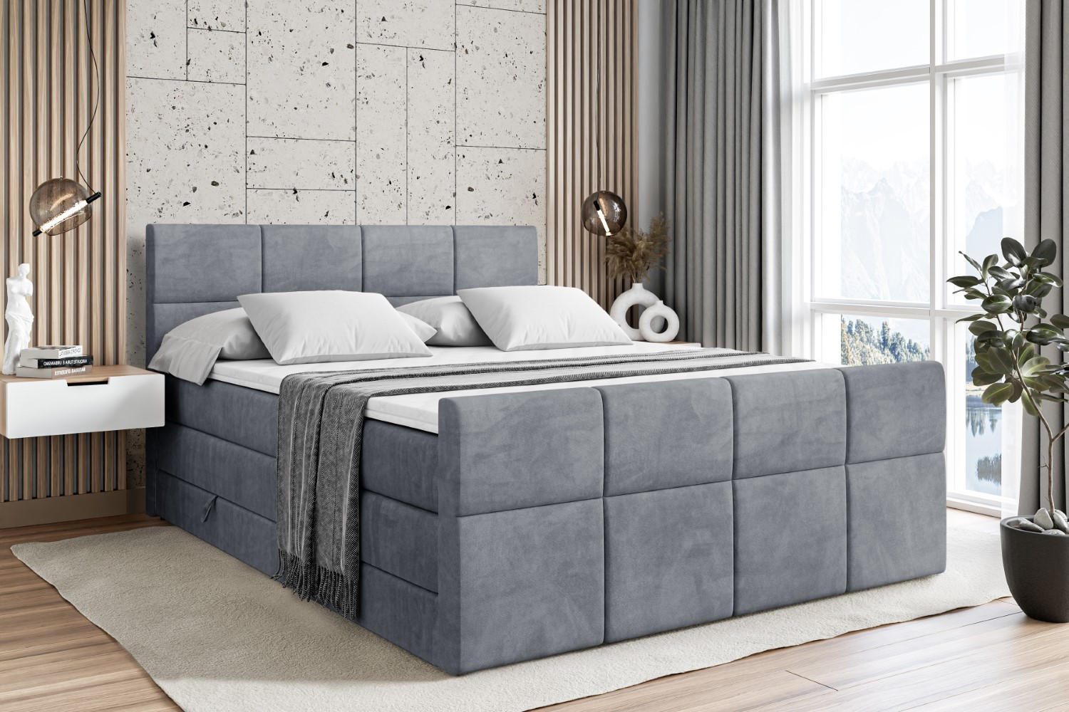 BOXSPRINGBETT ARDENI-Z KING - 140x200 - H3/H4 - Grau - Grau, Holzwerkstoff (140/200cm) - ALTDECOR