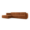 ECKSOFA Links Samt Stoff Orange - Terra cotta/Schwarz, Kunststoff/Textil (170/290cm) - Makamii