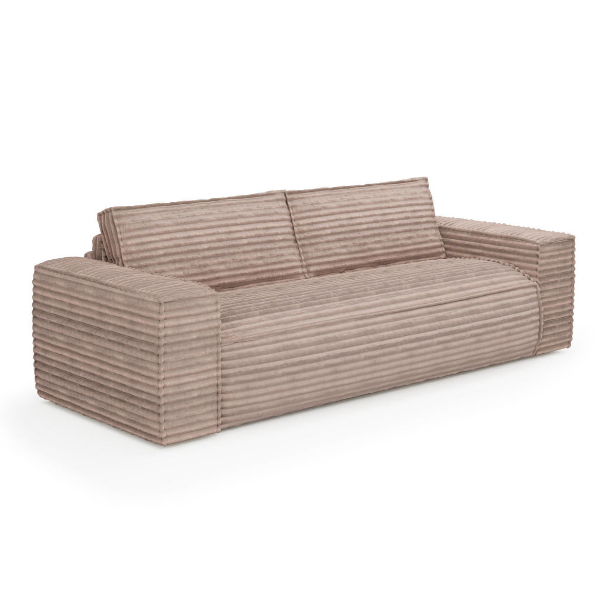 SCHLAFSOFA GERADE Gerippter Samt Taupe 216cm - Taupe, Textil (216/90/100cm) - Sia Home