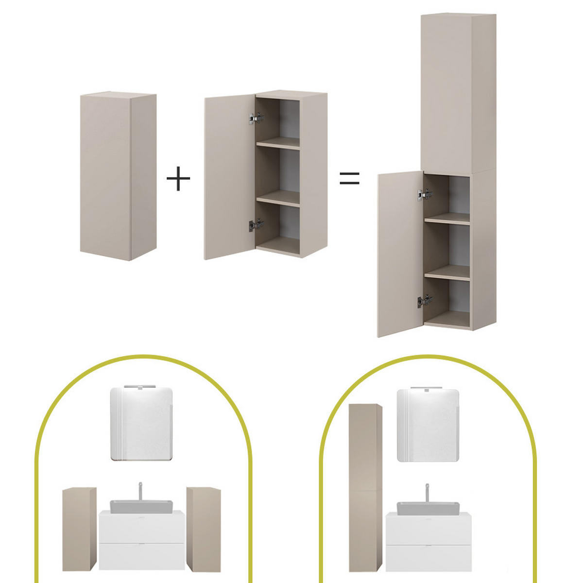 BADMÖBEL-SET 2-TLG. Durango-56 - Beige, Holzwerkstoff (140/190/47cm) - Lomado