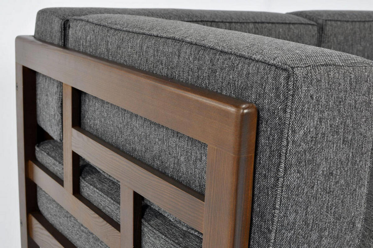 GARTENSOFA Eden Graphit, mit Braun Gestell, Zweisitzer Sofa - Graphitfarben/Braun, Holzwerkstoff (137/72/77cm) - Bettso