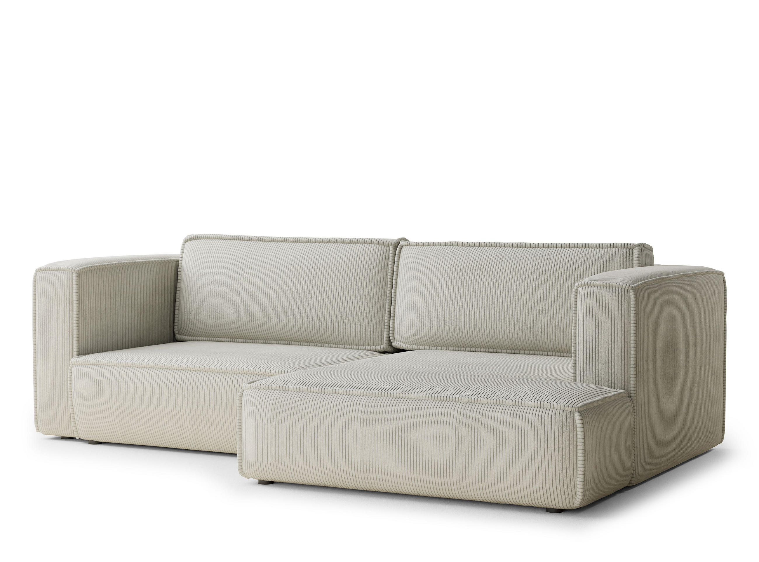 ECKSOFA MIT SCHLAFFUNKTION Velto Creme Samtstoff - Creme/Schwarz, Holz/Holzwerkstoff (250/152cm) - Maison de Reve