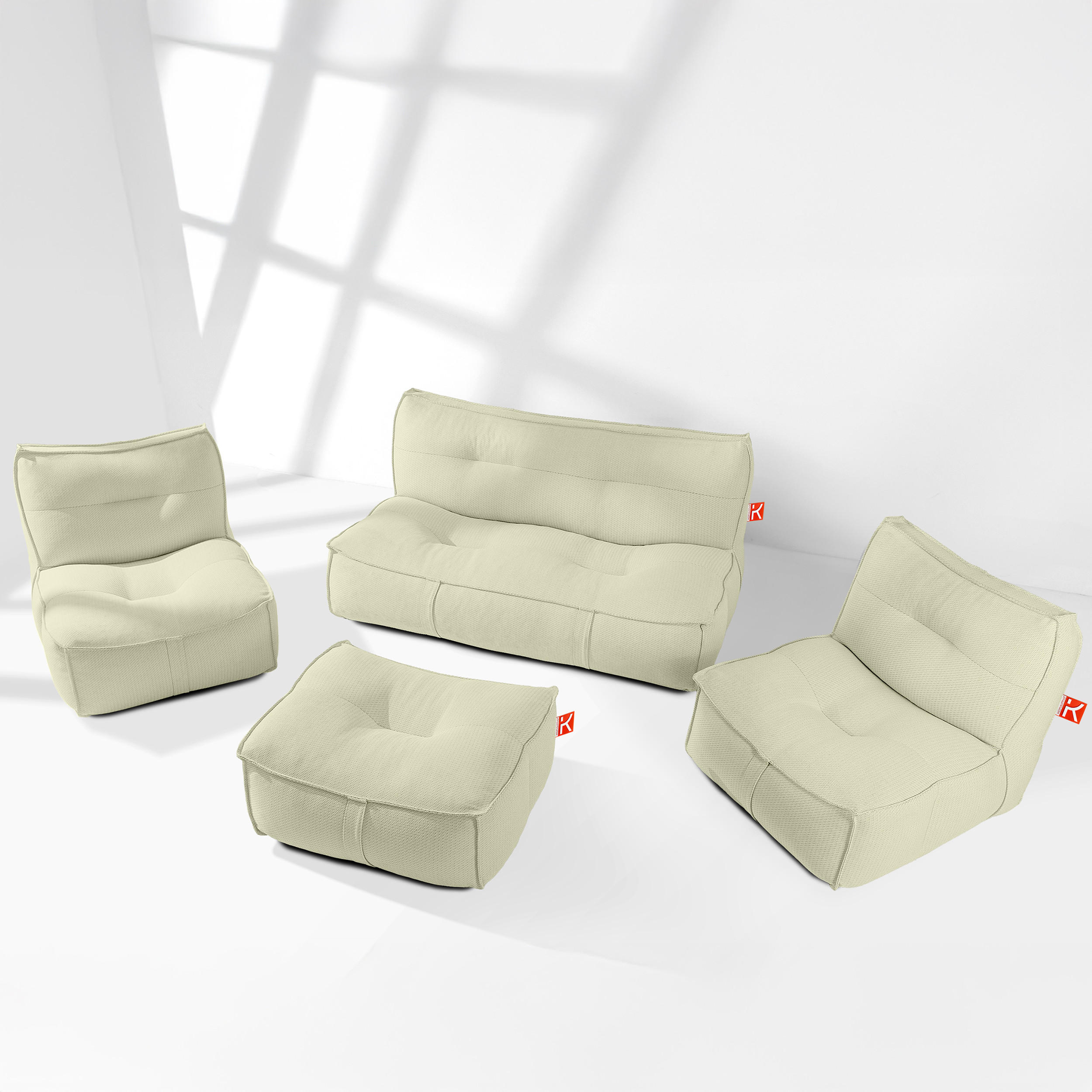 GARTENLOUNGE-SET LOVIA, Möbel-Set, Hellgrün/Weiß - Hellgrün, Textil - KONSIMO®