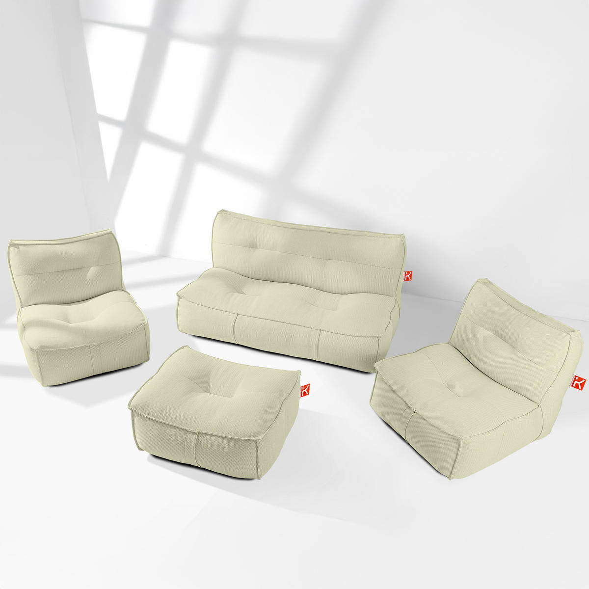 GARTENLOUNGE-SET LOVIA, Möbel-Set, Hellgrün/Weiß - Hellgrün, Textil - KONSIMO®