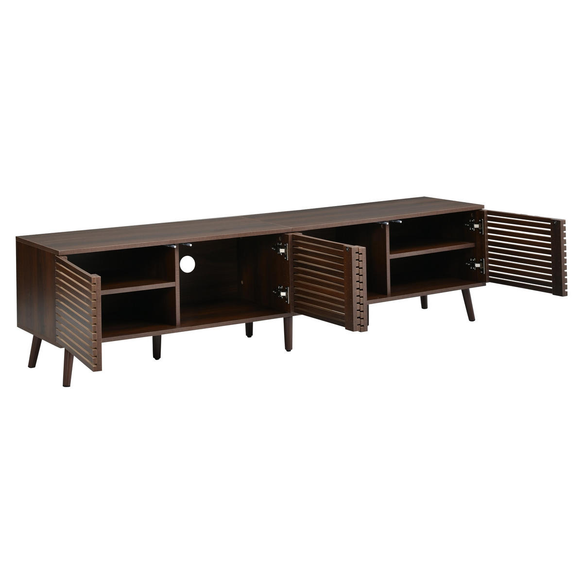 TV-SCHRANK 180/40/46 cm Walnussholzfarbe mit 4 Türen und Kabeldurchführung - Nussbaumfarben, Holzwerkstoff (180/46/40cm) - Oxeza