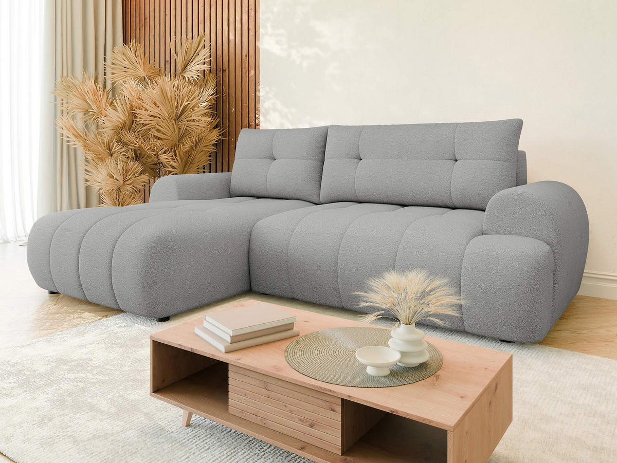ECKSOFA Fiorano, Seite: Links - Hellgrau/Schwarz, Holz/Kunststoff (265/177cm) - MIRJAN24