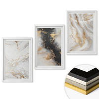 WANDBILDER 3er-Set - 40x60 cm Weißer Rahmen - Abstrakte weiß-schwarze Muster - Weiß, Kunststoff (40/60cm) - ArtPrintCave