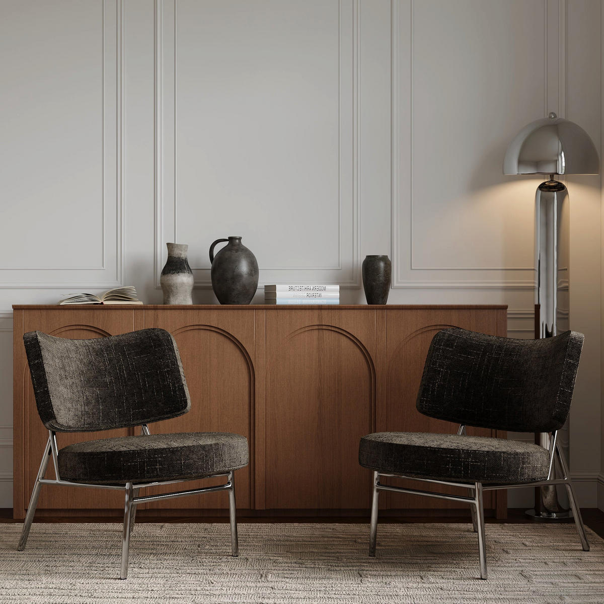 SESSEL Rastervelours 60cm - Braun, Textil (60/70/71cm) - Sia Home