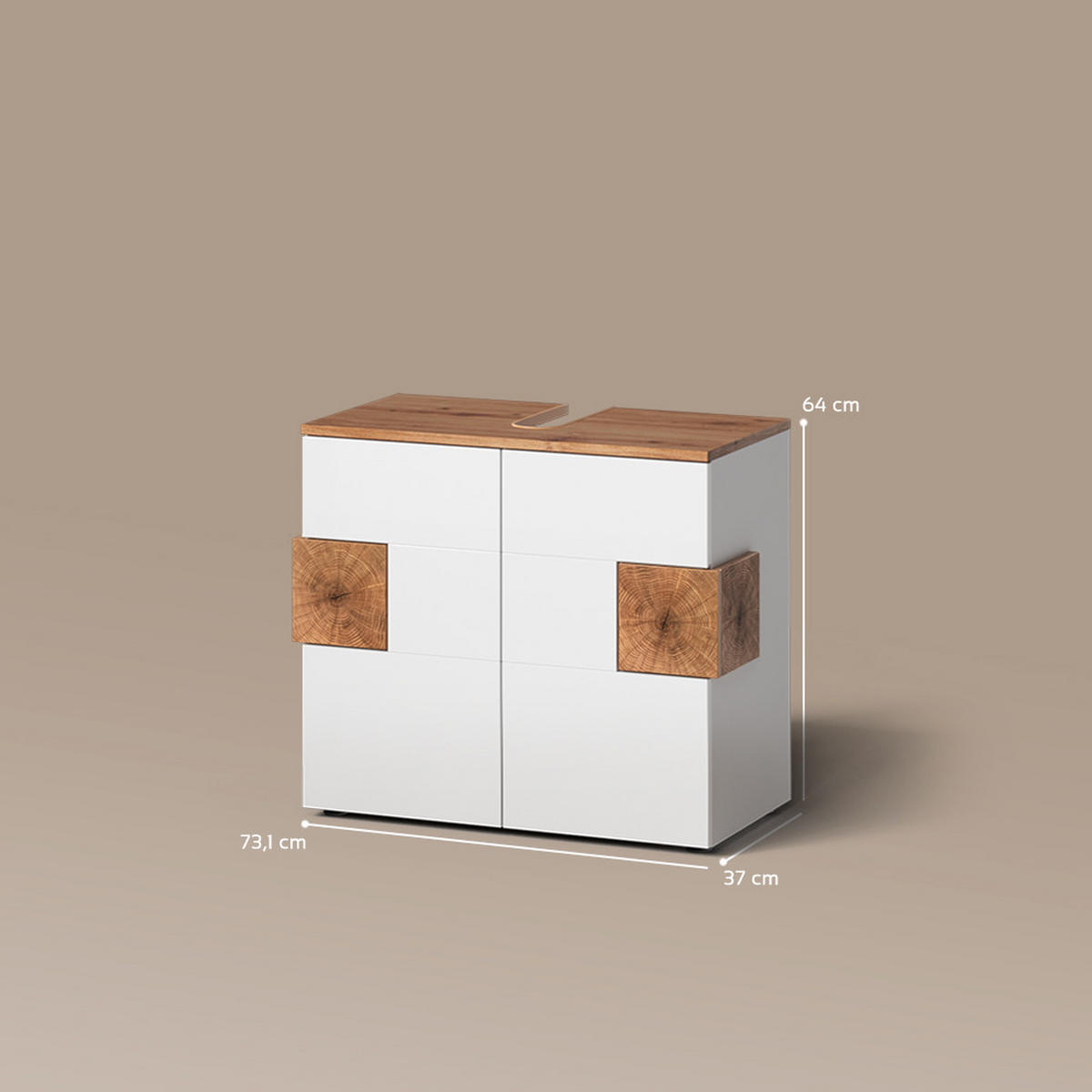 WASCHBECKENUNTERSCHRANK Tanaro Weiß 73.1 x 64 cm - Weiß, Holzwerkstoff (73.1/64/37cm) - Livinity®