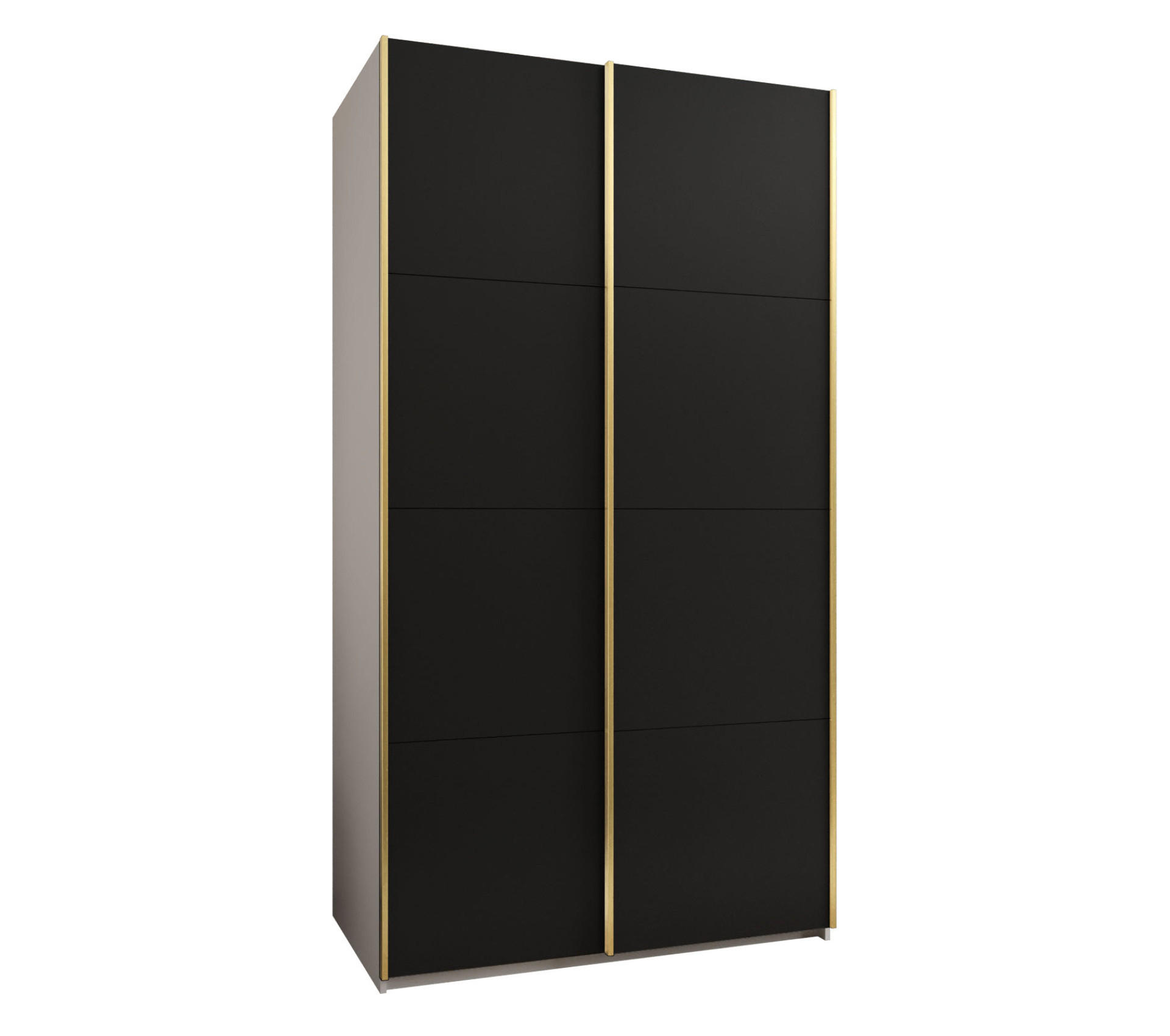 Abiks Möbel Schwebetürenschrank Weiß, Schwarz, Gold 140x245x64 cm