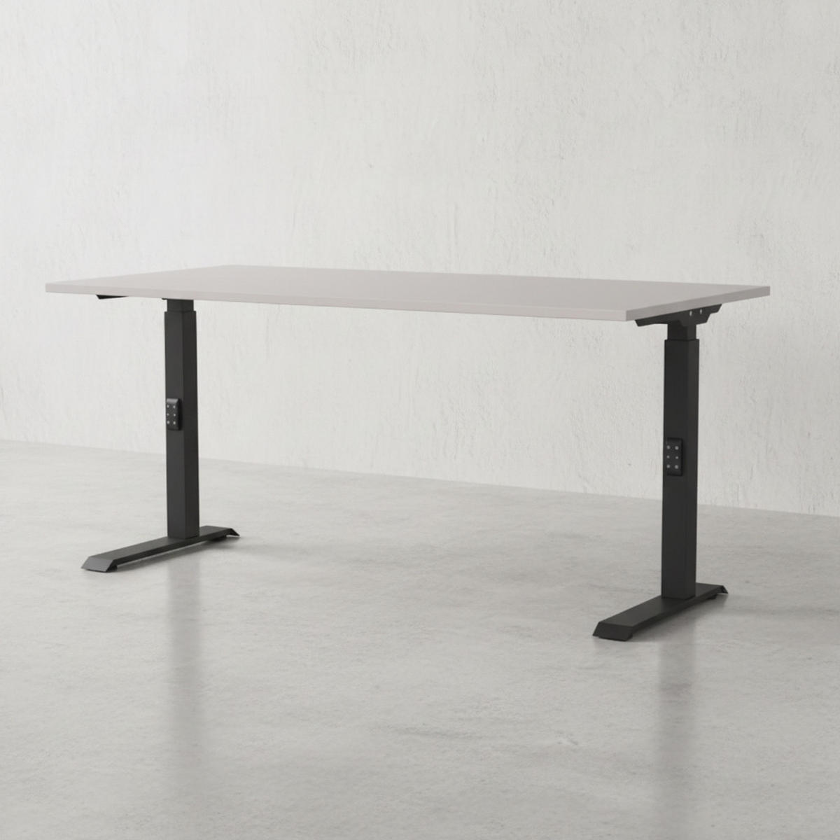 SCHREIBTISCH höheneinstellbar "Stuttgart" 68-91cm Kaschmir/Schwarz 160x80cm, C-Fuß - Beige, Holzwerkstoff/Metall (80/160/91cm) - KADIMA DESIGN