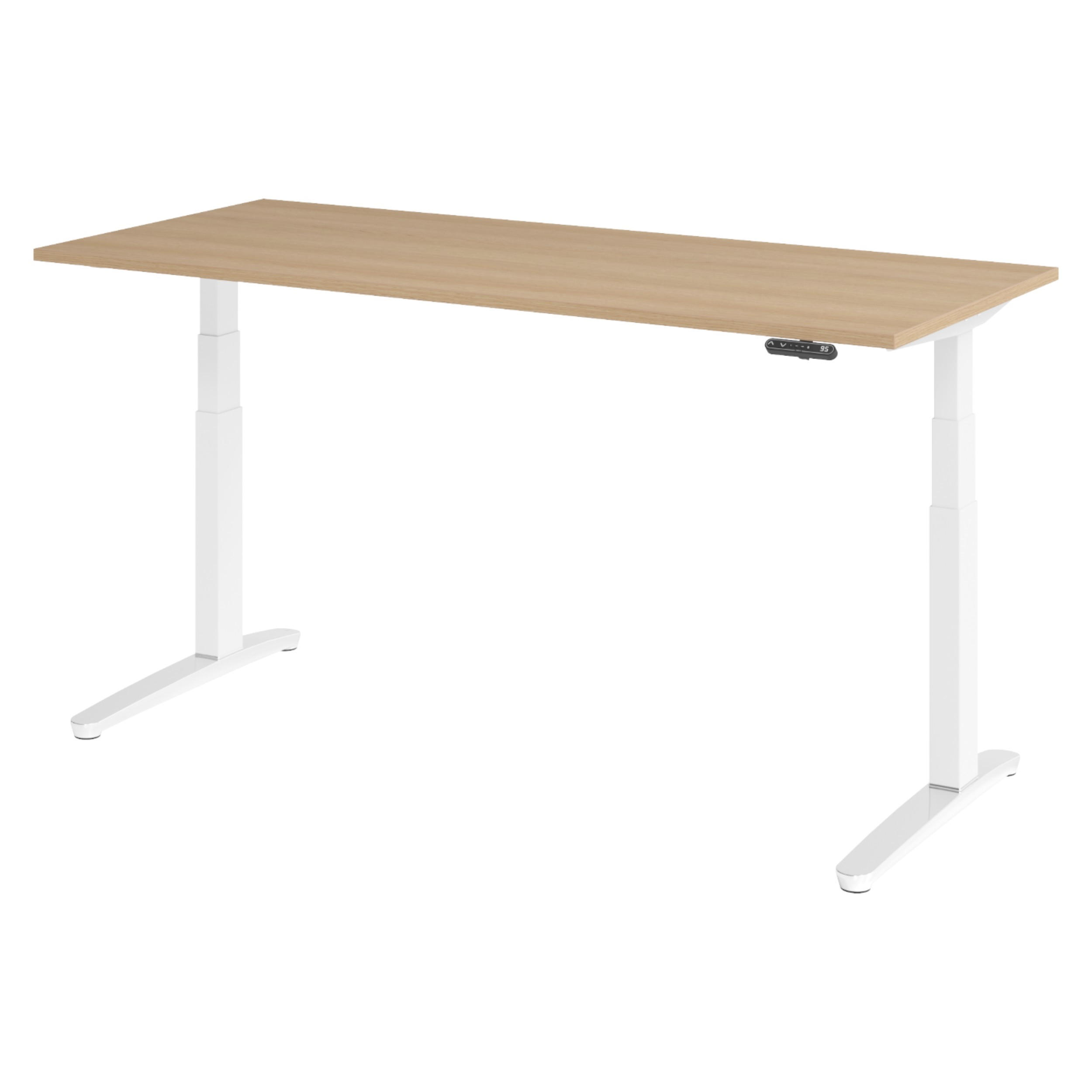 SCHREIBTISCH elektrisch XBHM 80/180/74 cm in Eichefarben/Weiß/Alu poliert - Eichefarben/Weiß, Holzwerkstoff (80/180/74cm) - bümö