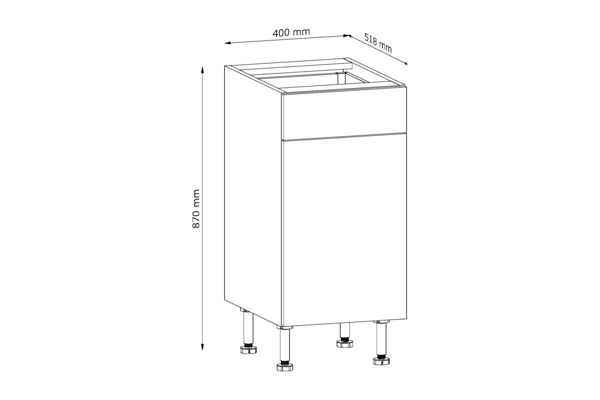 UNTERSCHRANK D40S1 P/L – Sorento – Sonoma Eiche - Sonoma Eiche, Holzwerkstoff (40/87/52cm) - ROYAL24_MARKT