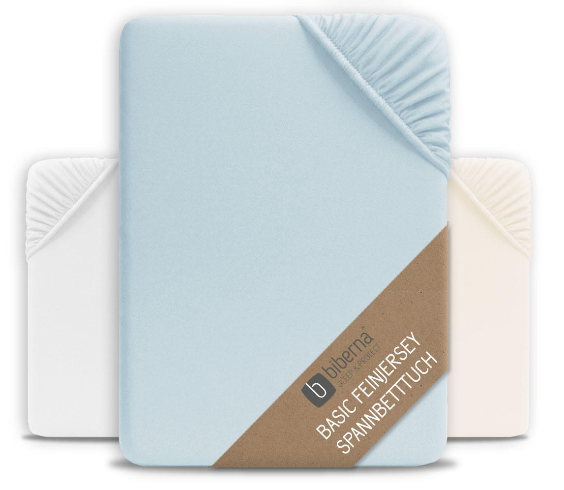 SPANNBETTTUCH Basic Jersey hellblau, 90x190 cm - 100x200 cm - Hellblau, Textil (100/200cm) - biberna Sleep & Protect