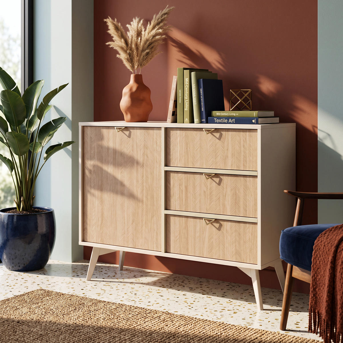 KOMMODE Mandala Sandbeige - Sandfarben, Holz (106/80/38cm) - Pillovely
