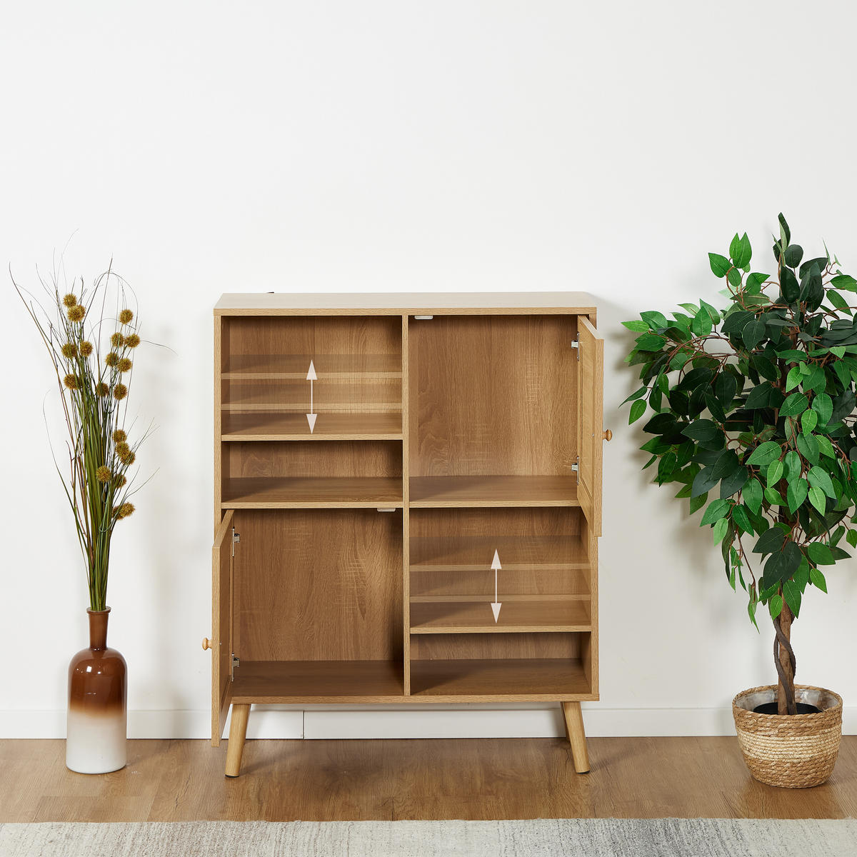 SIDEBOARD - Hellbraun, Holz/Holzwerkstoff (80/97/29cm) - Relaxdays