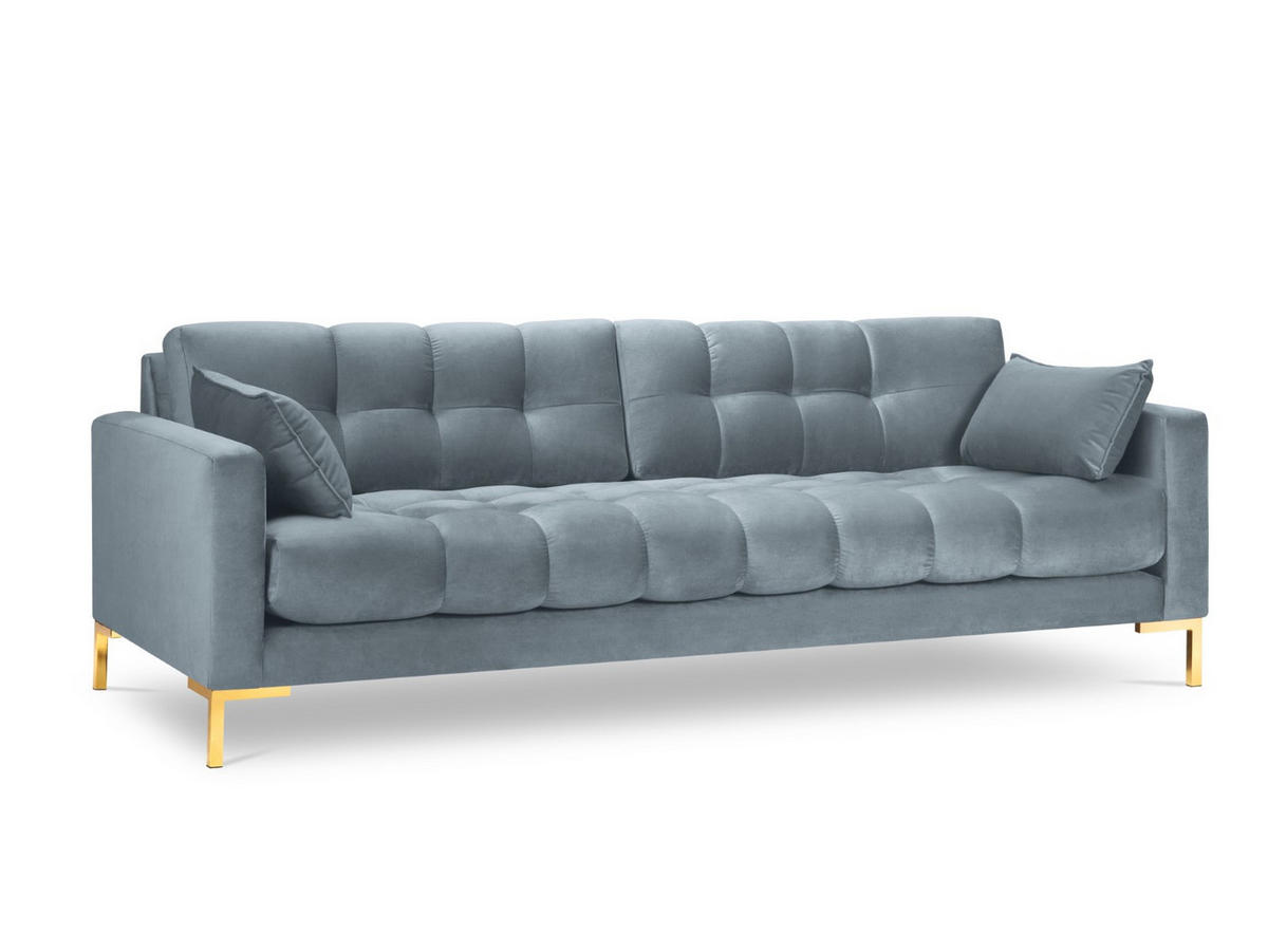 SOFA Mamaia aus Samt hellblau 4 Sitzplätze - Hellblau, Textil (92/75/217cm) - Micadoni