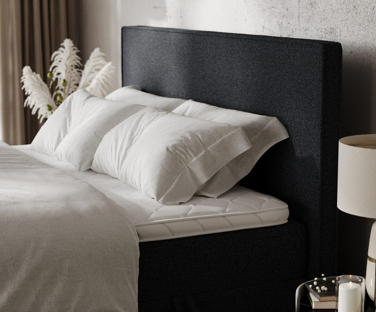 BOXBETT Nuvia 160/200 cm Anthrazit im Riva Stoff - Anthrazit/Schwarz, Holz/Holzwerkstoff (160/200cm) - AltaBeds