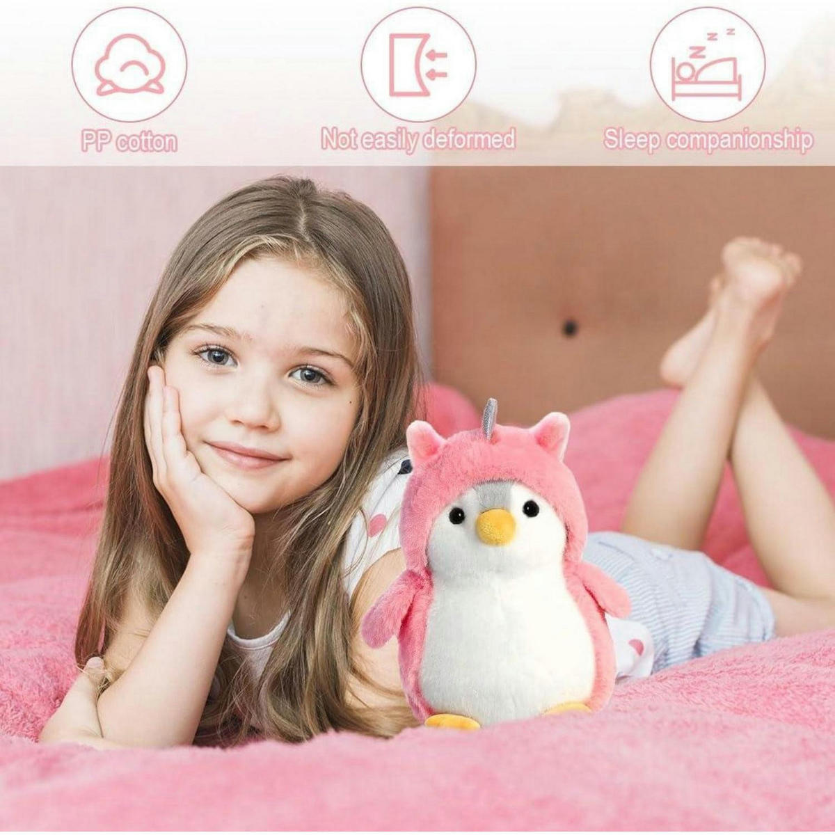KUSCHELTIER Pinguin Rosa Einhorn 20 cm - Rosa, Textil (14/20cm)