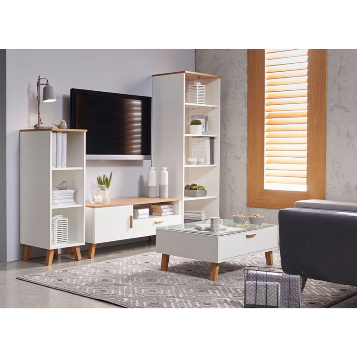 TÜRKOMMODE FRISK 2 Türen, weiß - Eichefarben/Weiß, Eichenholz/Holzwerkstoff (80/117/46cm) - KONSIMO®
