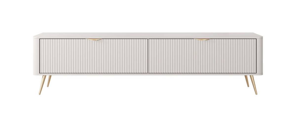 TV-SCHRANK Lante 200 Beige, Goldene Beine, Tv-Tisch mit 2 Türen - Beige, Holzwerkstoff (200/51/38cm) - Bettso