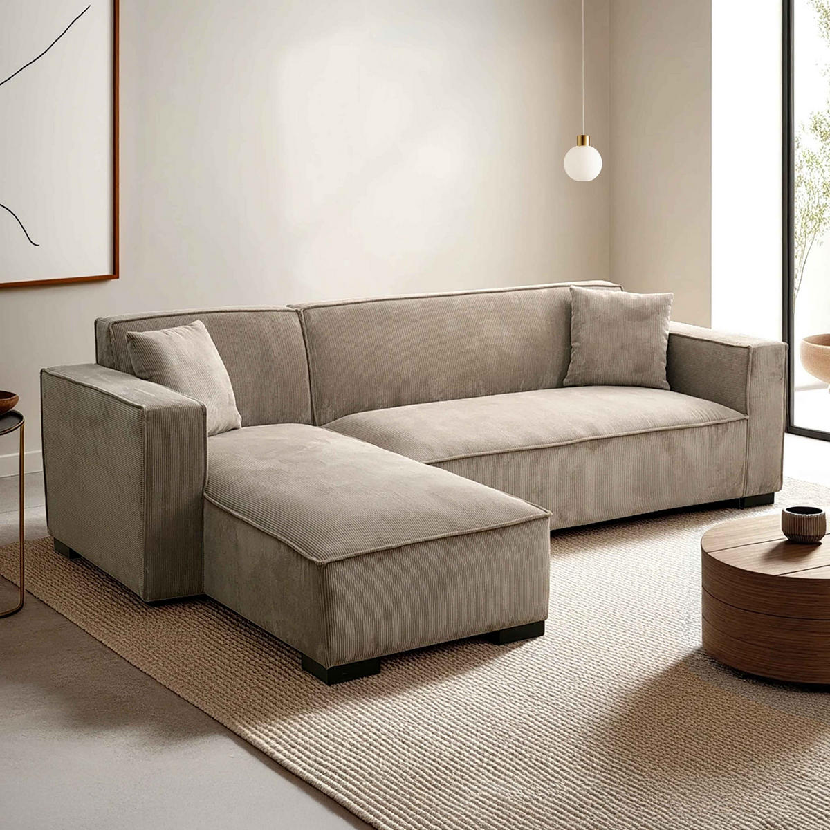 SOFA 3-Sitzer, Taupe - Taupe, Textil (160/247cm) - Oviala