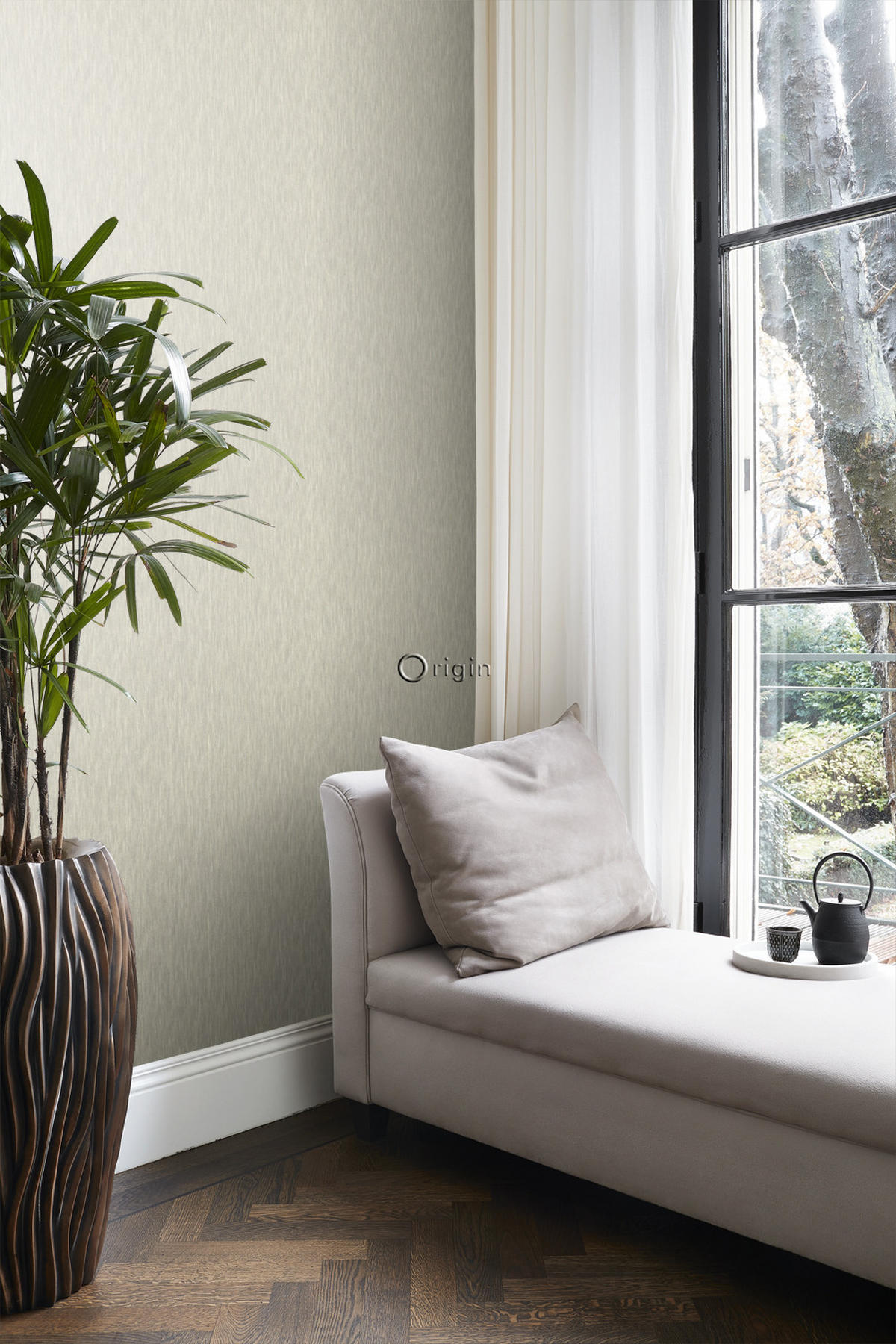 TAPETE 3D Grasmuster Leinen-Optik 53 cm x 10.05 m - Gelb, Papier (53/1000cm) - Origin Wallcoverings
