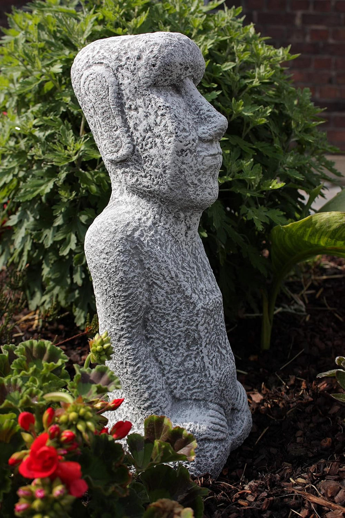 STEINFIGUR Osterinsel Statue frostfest massiver Steinguss - Grau, Stein (15/38/14cm) - stoneandstyle