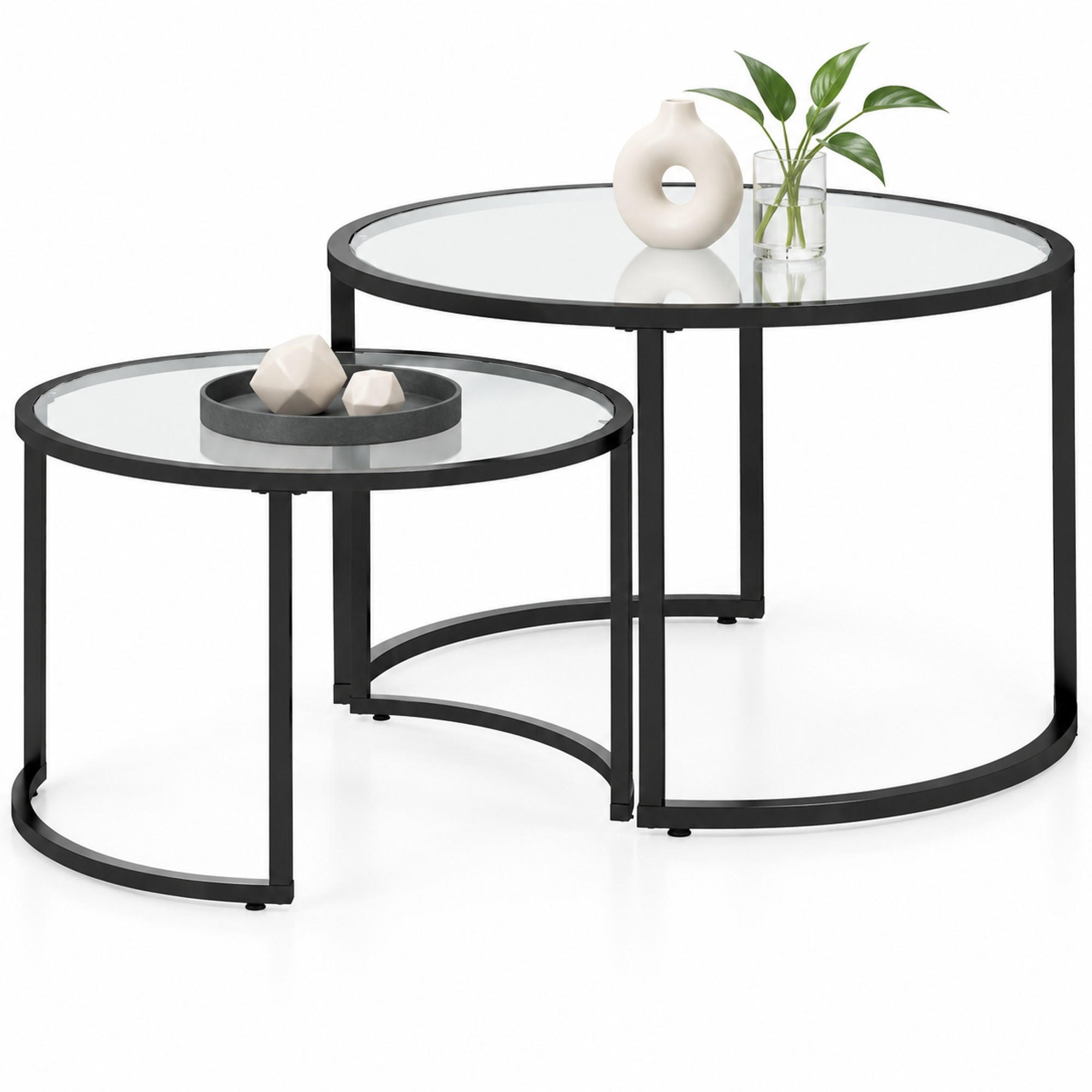 Ivmeu Couchtisch-Set Schwarz 70x47.5x70 cm