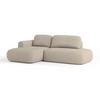 ECKSOFA NUVIRA L-S Beige Geflochtener Stoff mit Schlaffunktion - Beige, Holz (279/158cm) - MASSENO