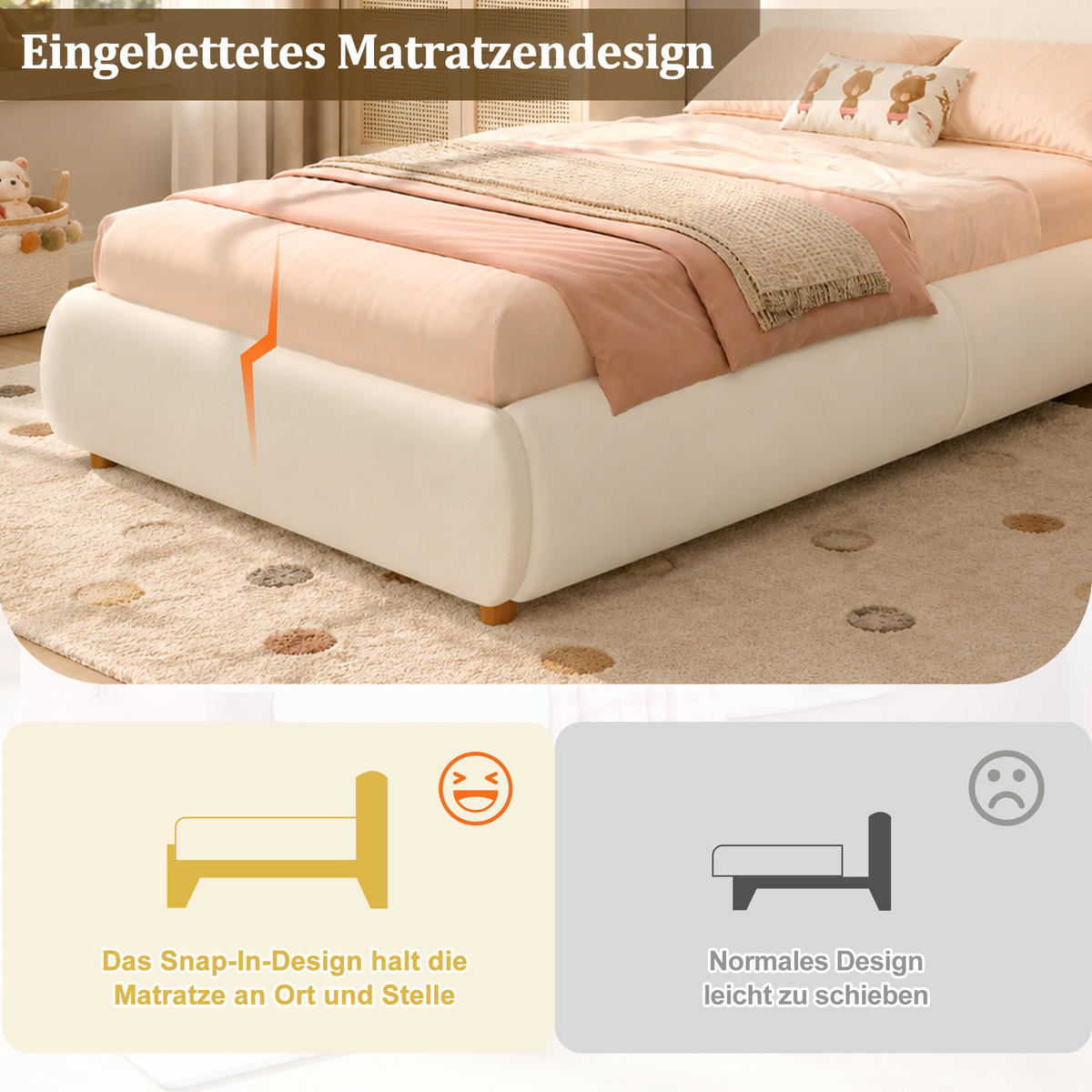 POLSTERBETT 90x200cm, Einzelbett, hydraulisch, Lattenrost, Kopfteil, Stauraum, Samt, Beige - Beige, Textil (90/200cm)